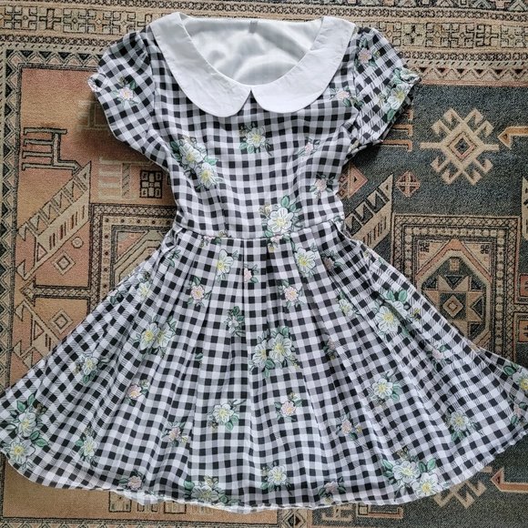 Discontinued Bonne Chance Retro Picnic Wendy Collar Skater Dress - Picture 1 of 7